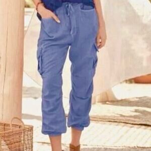 NEW Sundance Hansa Cargo Jogger Pants Pockets Pull-on Periwinkle Blue 10 NWT